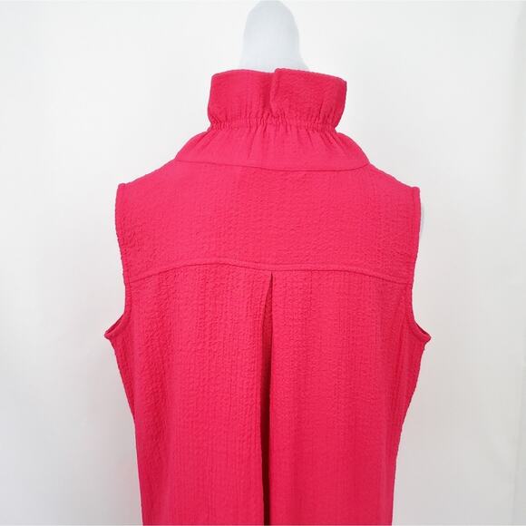 NEW Soft Surroundings Pink Tunic Top Blouse Ruffle Neck Small Bright Pink Xsmall - Picture 5 of 8